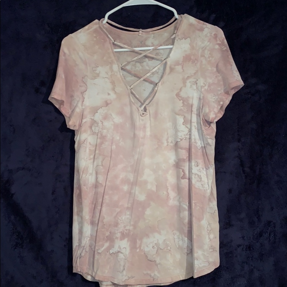 ROSE GOLD ACID WASH CRISSCROSS SUPER SOFT TEE 🤩